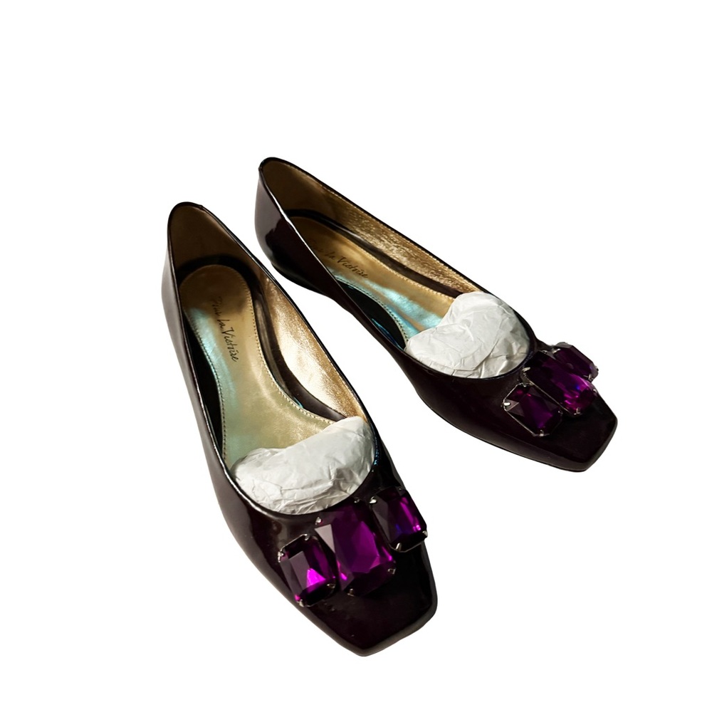 POUR LA VICTORIE Deep Purple, Embellished Jewelled Ballet Flats Size 6.5 M - Picture 6 of 8